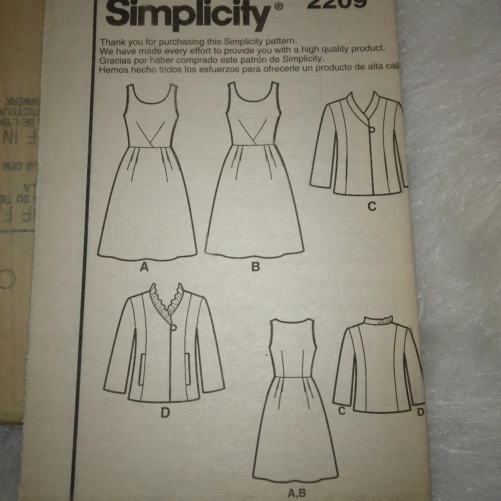 SIMPLICITY 2209 Sz 6-14 Lisette Sew Your Style Passport Dress and Jacket